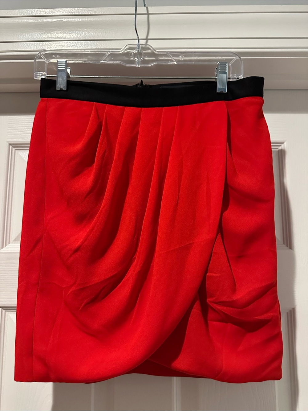 Banana Republic Factory Red Mini Skirt with Black Waistband Accent